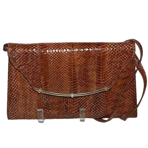SNAKE SKIN PELLETTERIE ITALY C3 very rare real leather Crossbody clutch Vintage